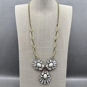 Sugarfix Statement Necklace Gold Tone Crystal‎ Flower Cluster Bib Double Chain